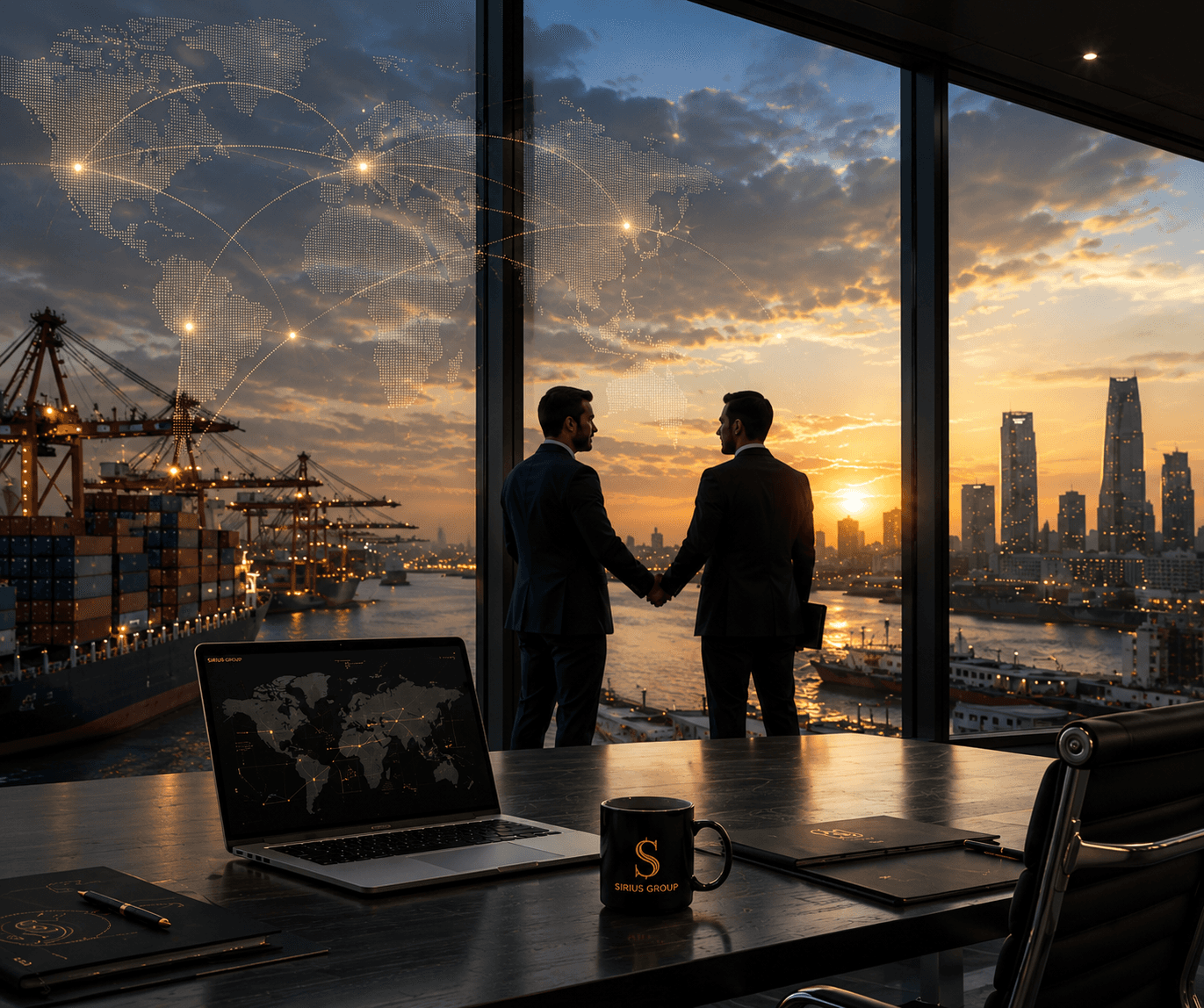 Corporate meeting room with executives