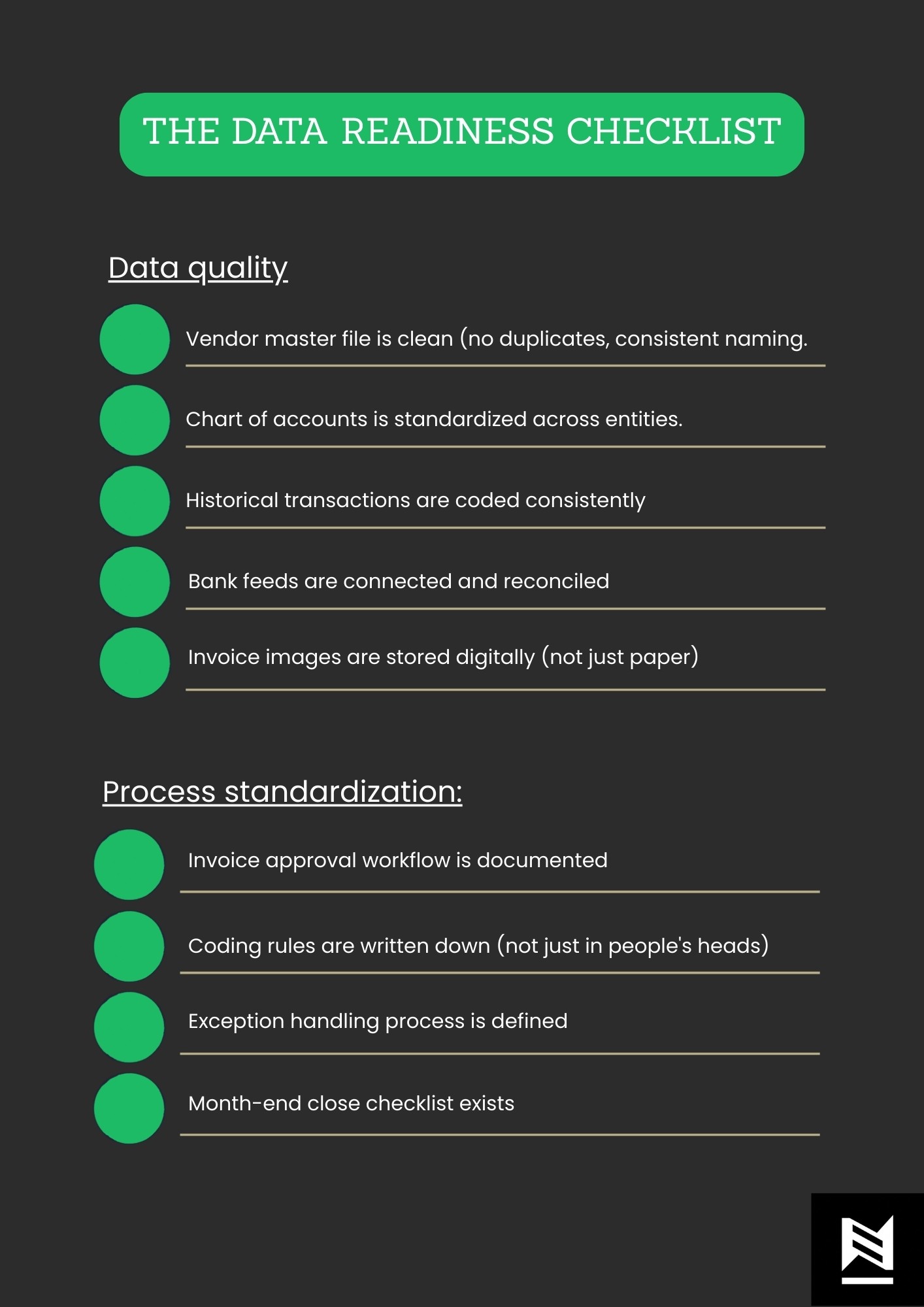 data readiness checklist for finance