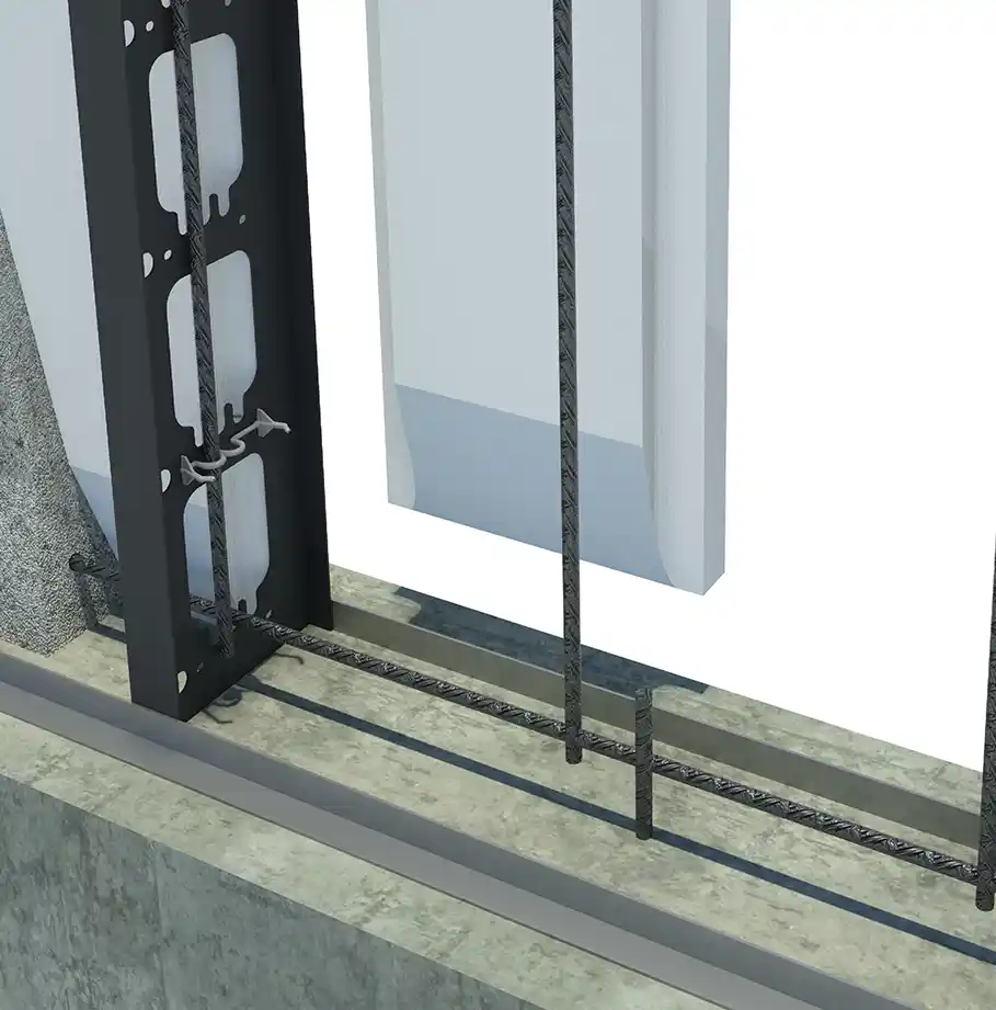 Close-up diagram of the base track