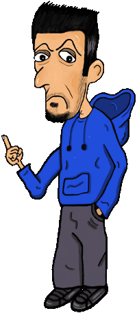 Sandro Munda cartoon character.