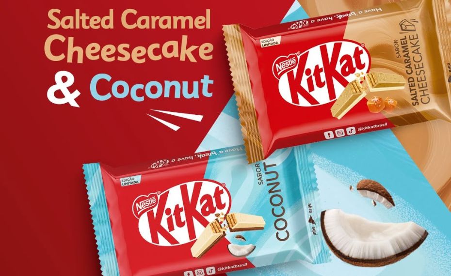 KitKat amplia portfólio com sabores Salted Caramel Cheesecake e Coconut