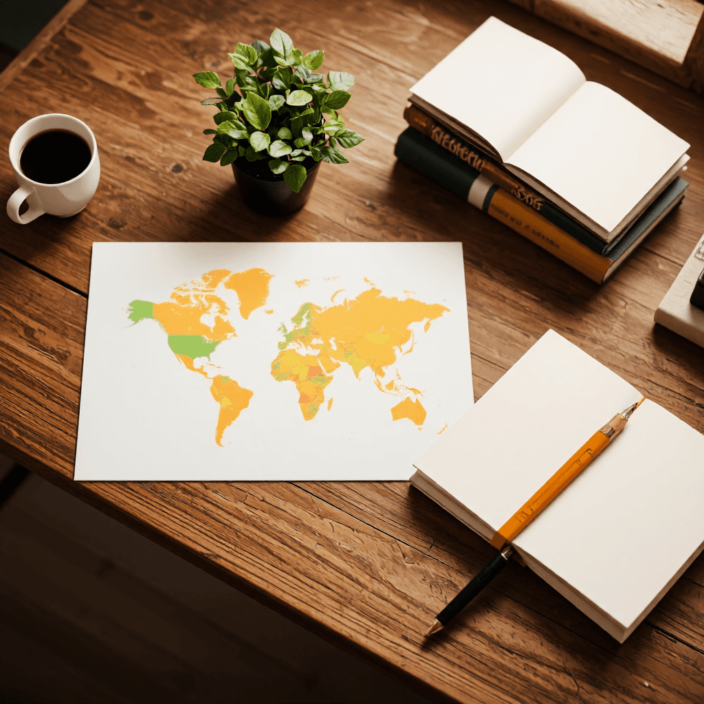 product photography of world map graphic