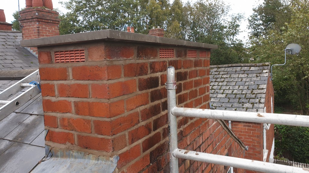 A chimney stack that has been repointed