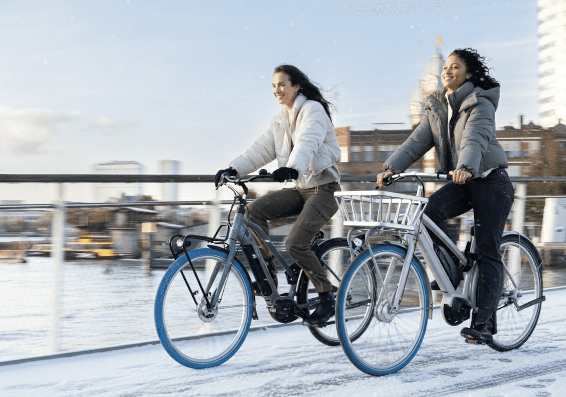 biking in the snow