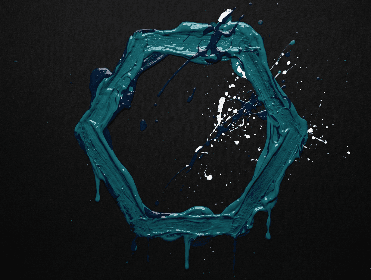 A silhouette of a person standing amidst vibrant swirling colors of teal and orange.