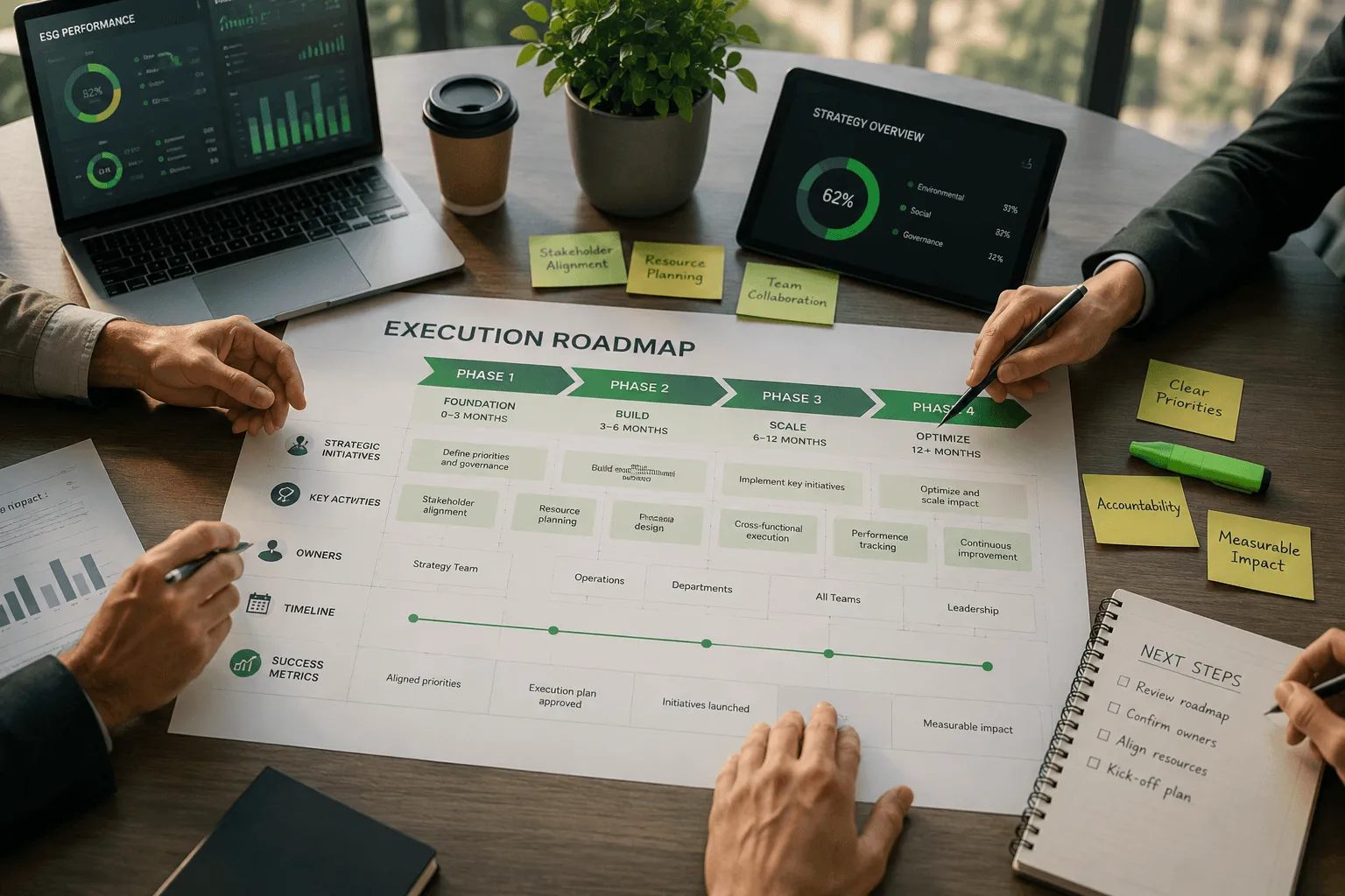 Sustainability execution roadmap and strategic planning session.
