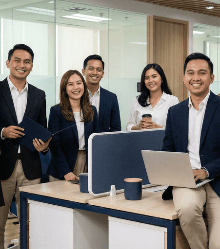 HR dan Finance mengecek tumpukan rekap absensi & payroll yang penuh koreksi, menandakan payroll molor dan revisi berulang.