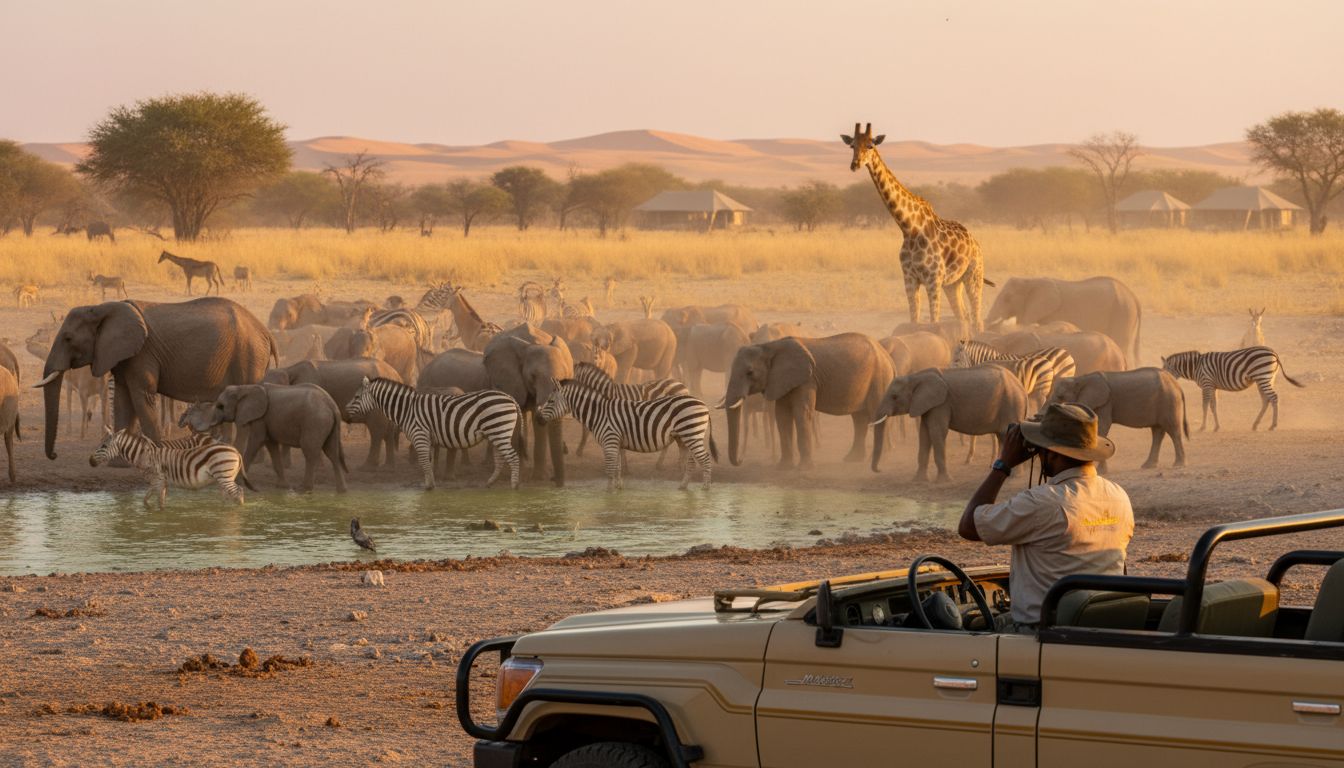 Etosha waterhole wildlife
