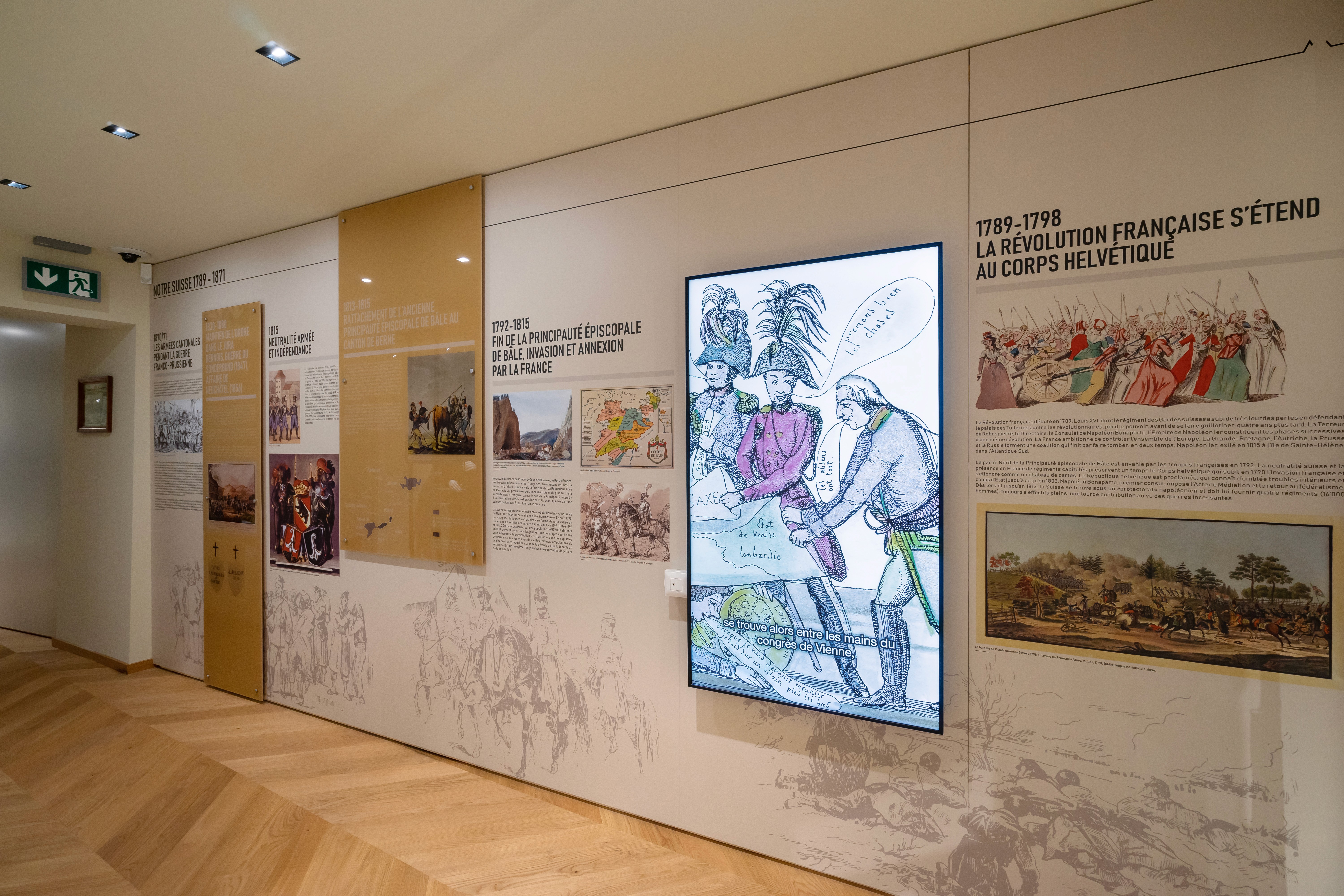 Stickers wall wrapping and graphic design with illustrator and Indesign  in an exhibition design concept of a museum retail for Switzerland 