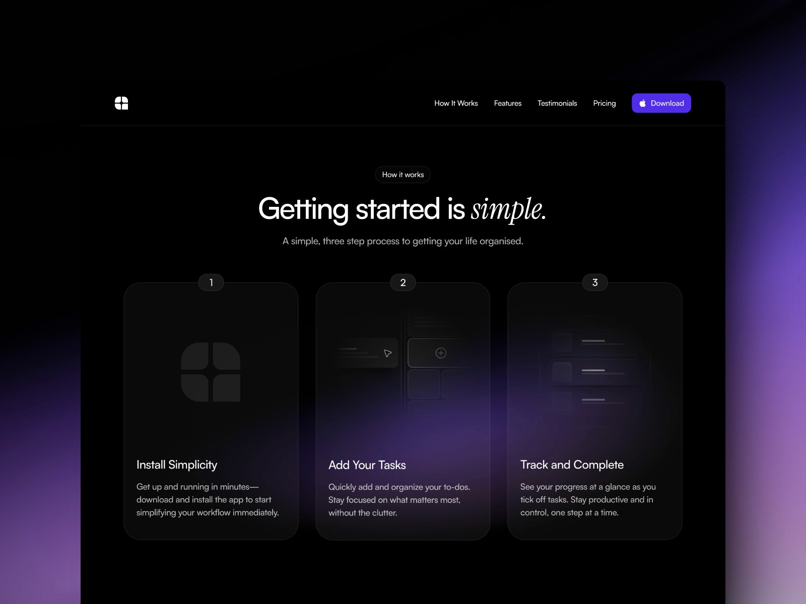 Simplicity — 高级暗黑极简 SaaS 产品官网设计灵感