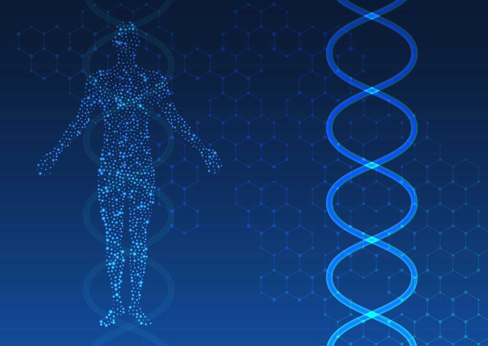Illustration of a DNA double helix representing genetics and genomic research.