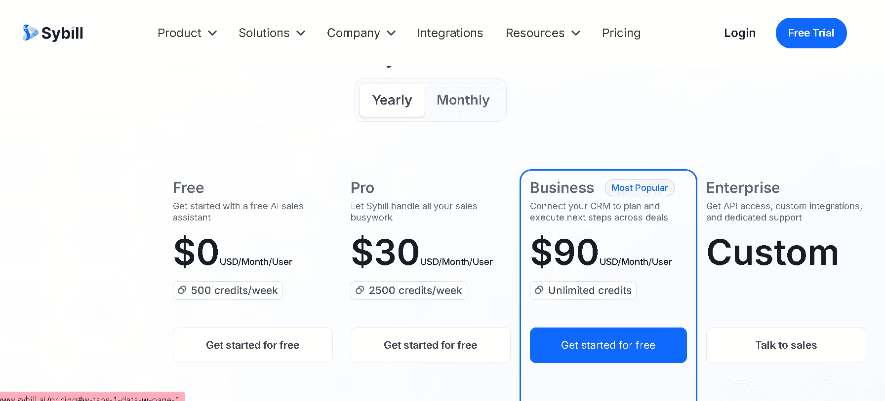 Sybill price plan