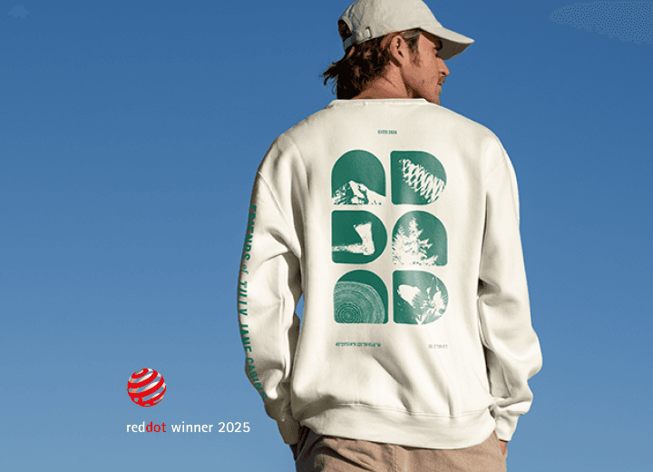 Red Dot Award winning brand identity for nonprofit Friends of Tilly Jane Cabins