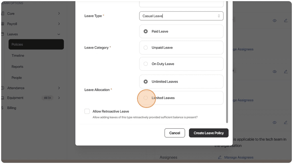 leave policy creation