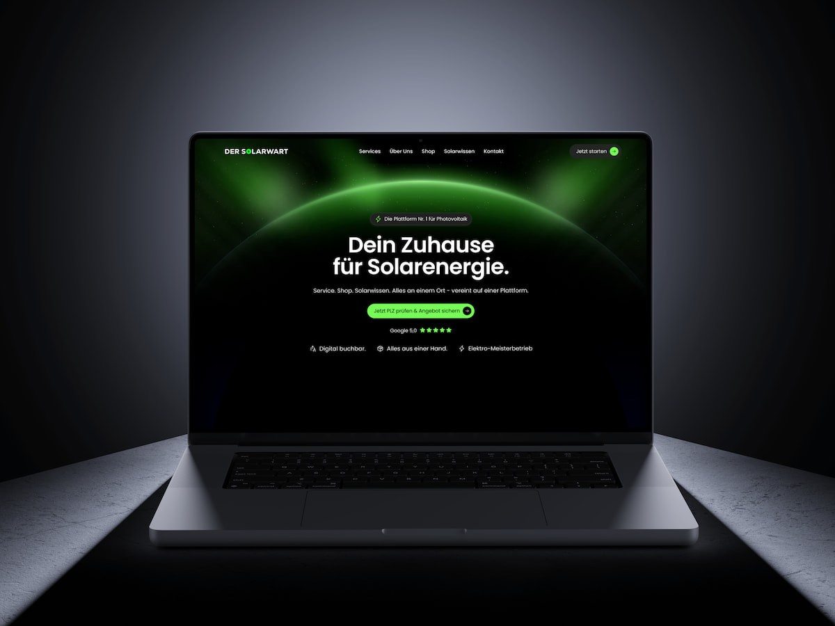 Framer Webdesign Referenz für DER SOLARWART durch Webnity-X
