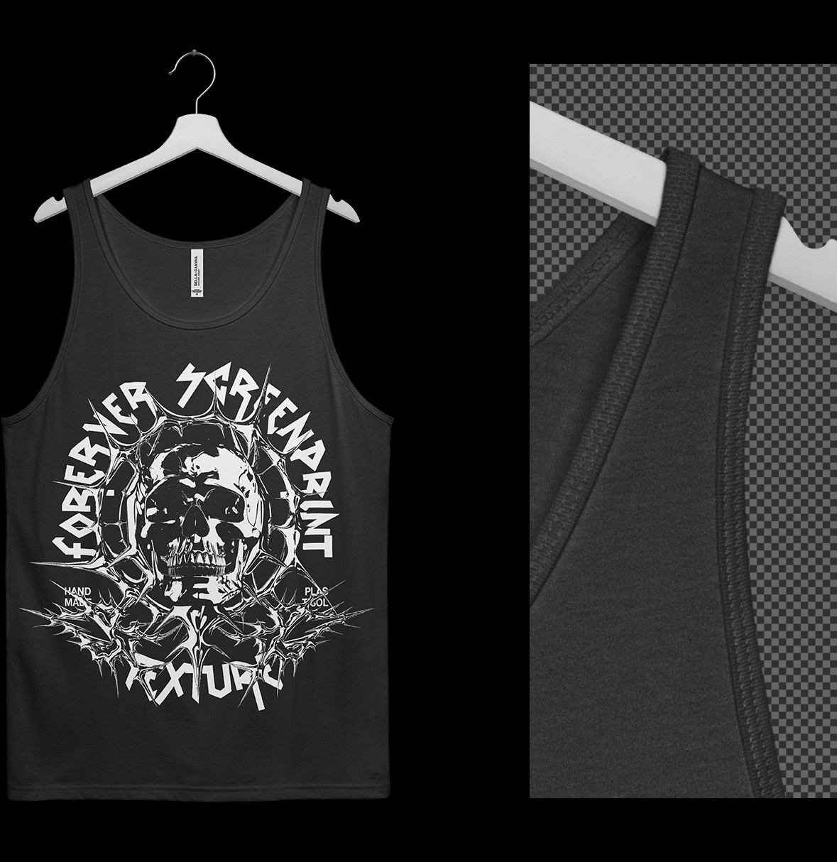 Bella+Canvas 3480 Tanktop Hanging mockup fabric detail close up high resolution