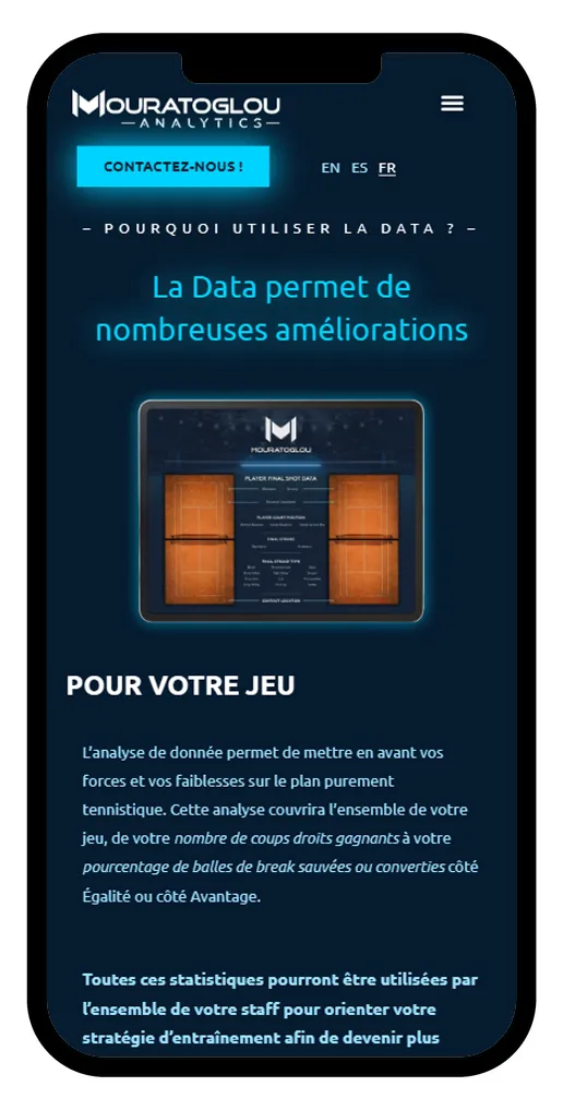 design mobile responsive saas tennis