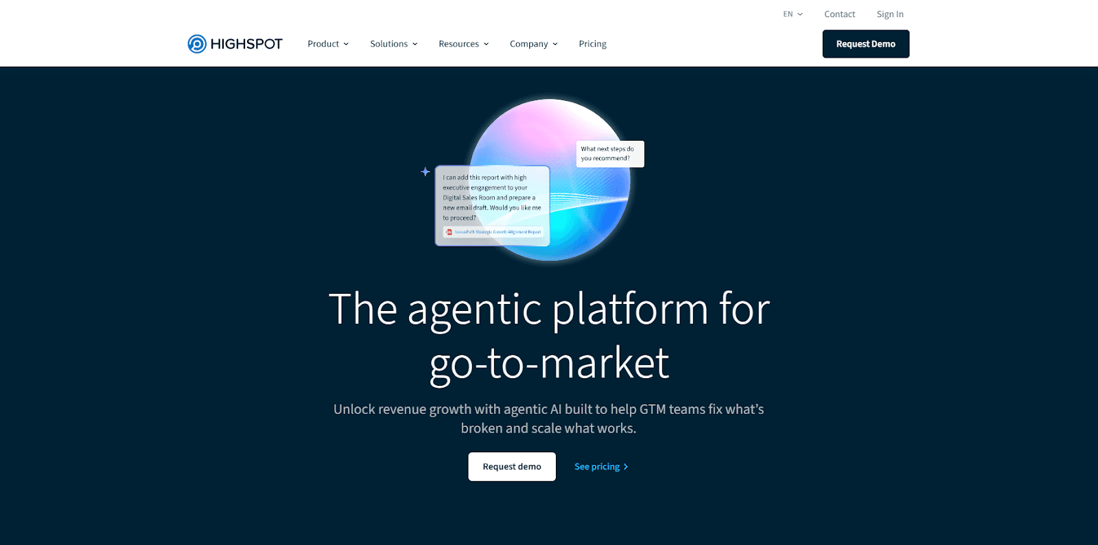 Screenshot of Highspot homepage