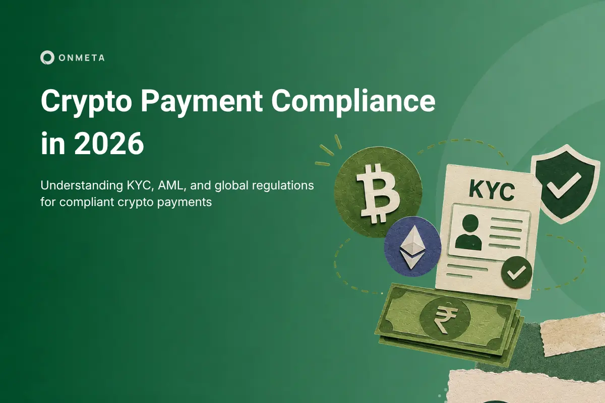 Crypto payment compliance in 2026 showing KYC, Bitcoin, Ethereum, and financial security