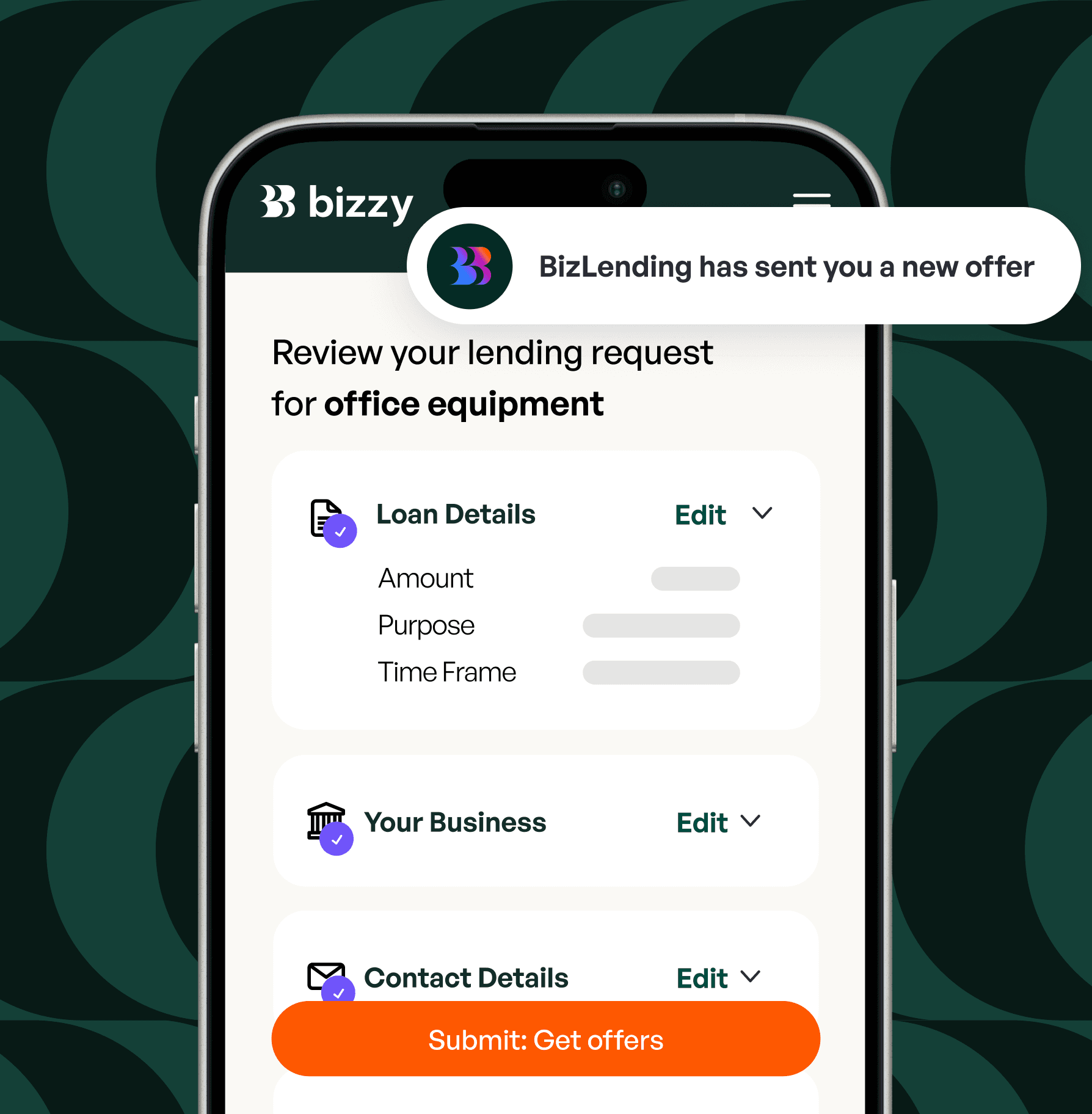 Bizzy lending application and information