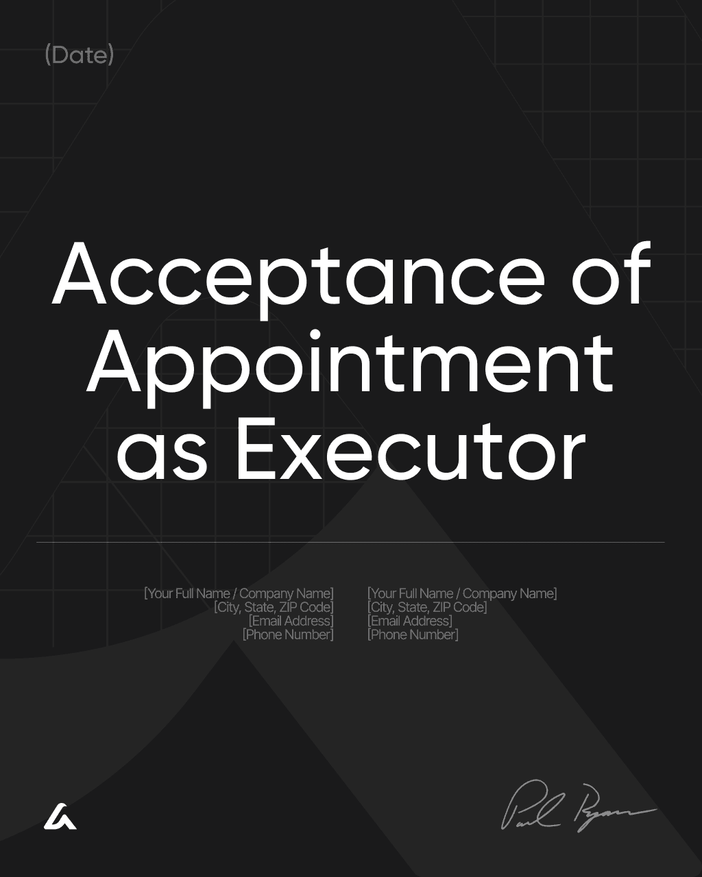 Acceptance of Appointment as Executor