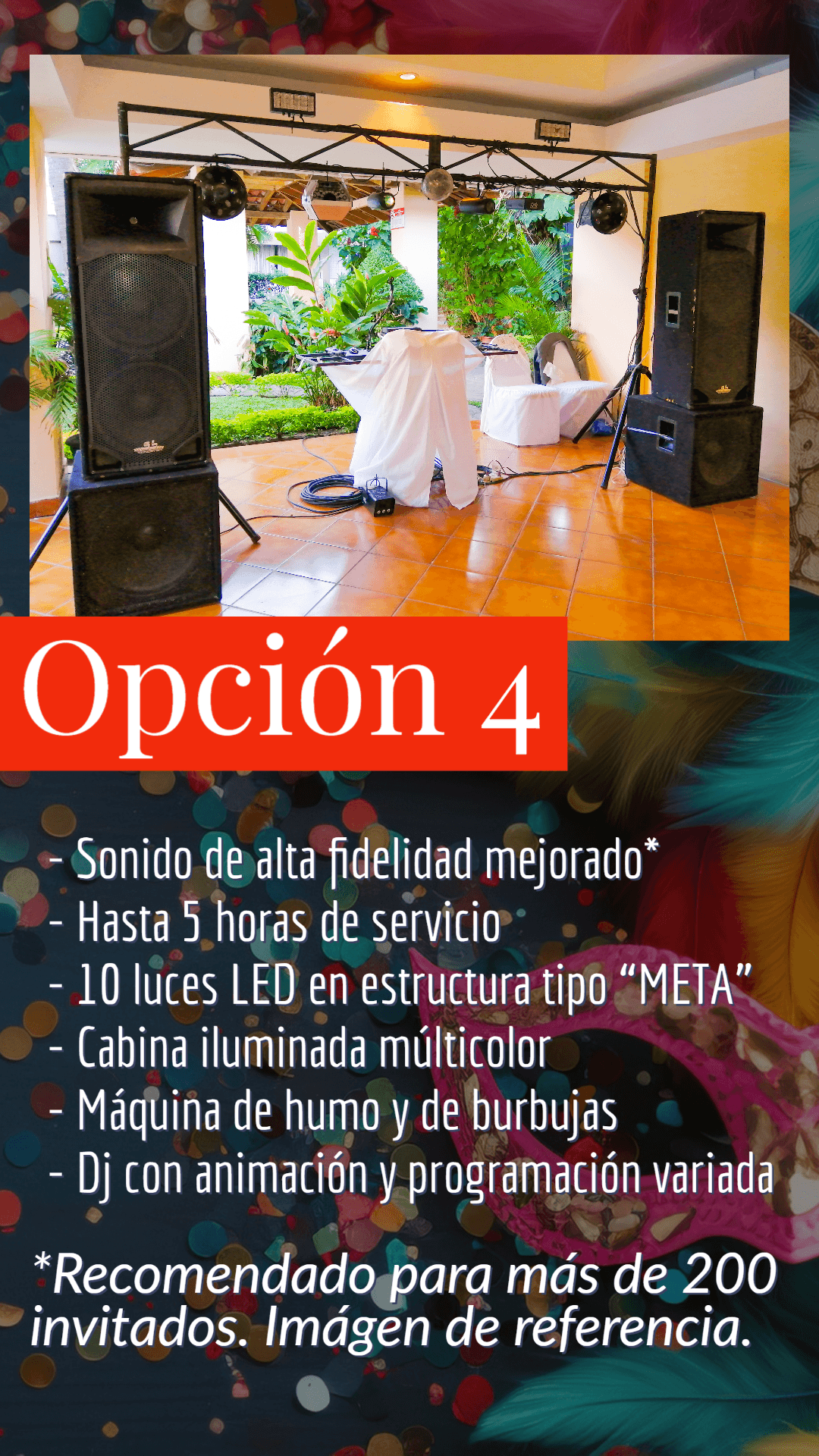 Opción 4 con humo y burbujas del servicio completo/a de Mixing Discomóvil