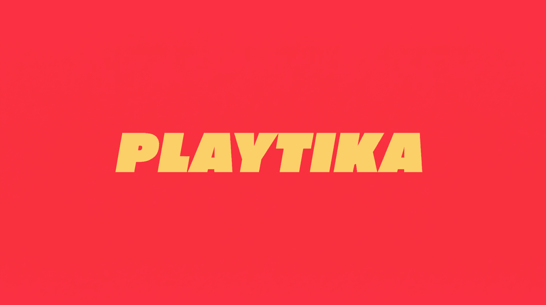 Playtika logo in bold yellow typography on a bright red background.