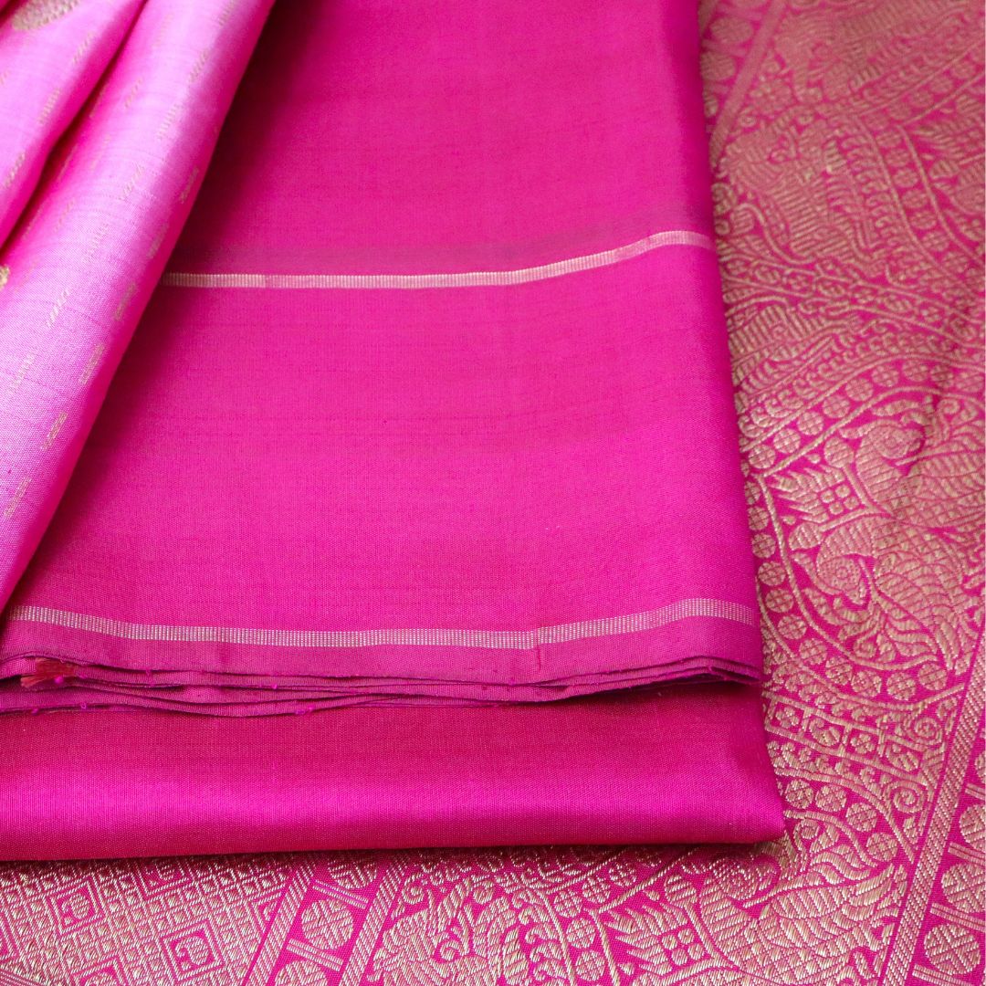 Pink and Red Rose Kanchivaram Silk Saree