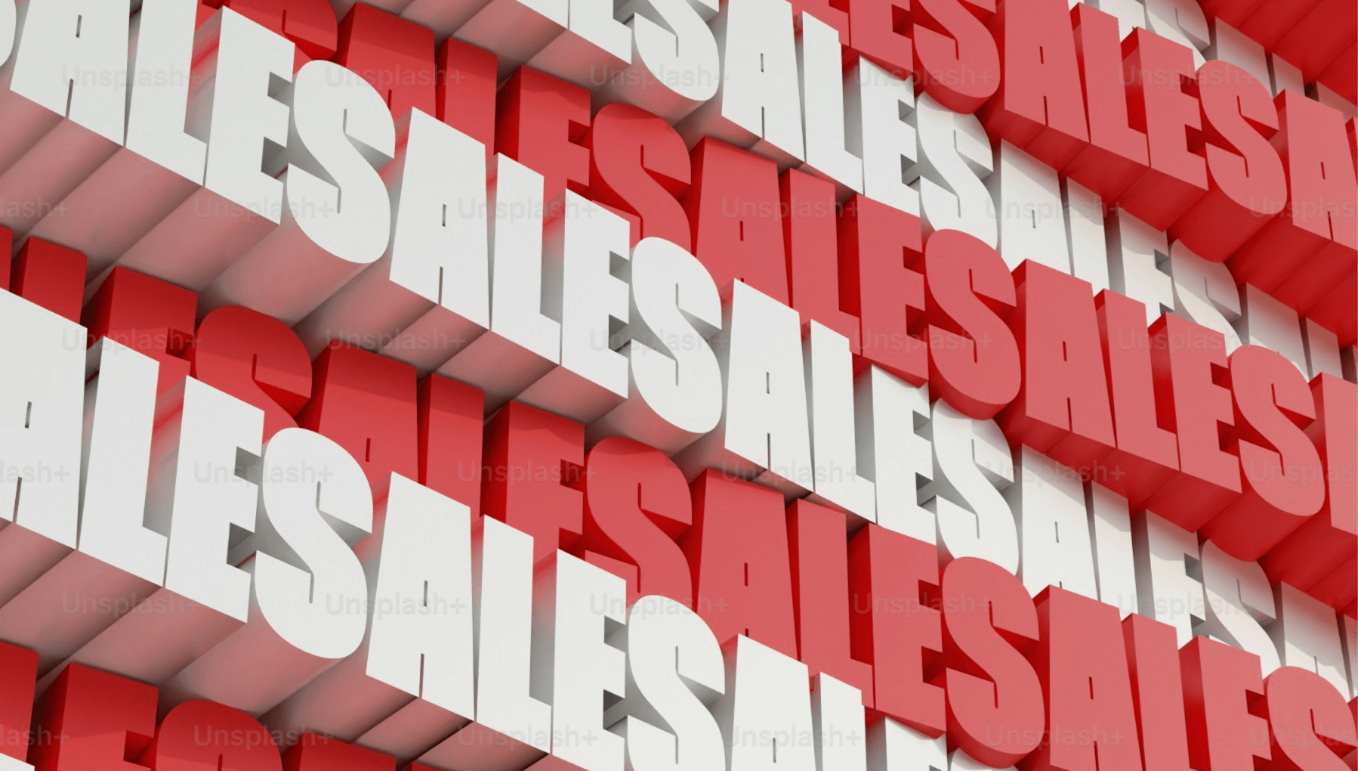 Sales in red and white typography