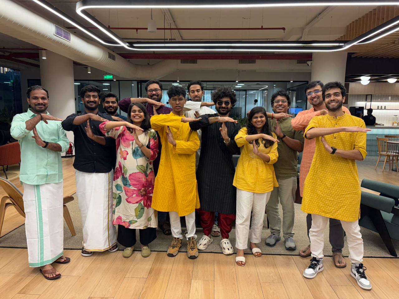 Celebrating in traditional outfits