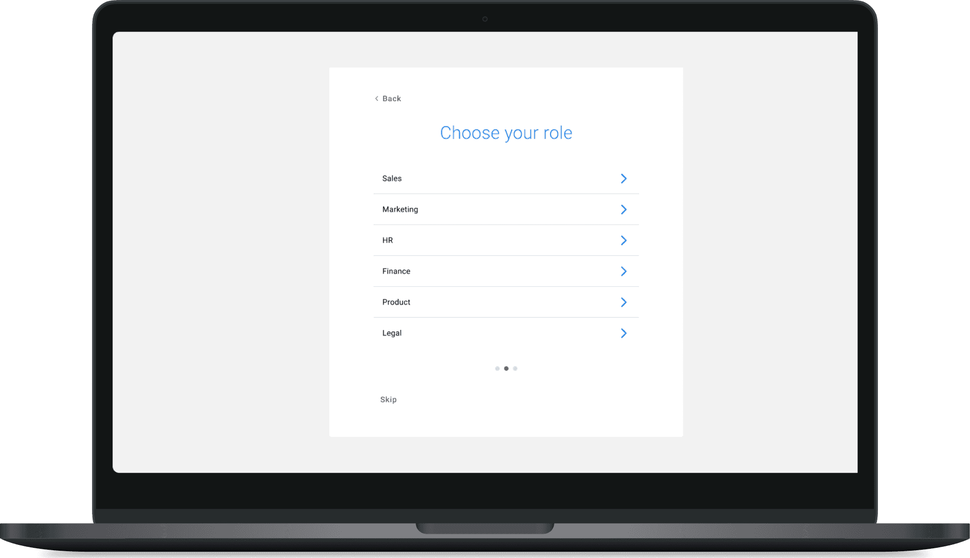Desktop mockup image of an ERP onboarding screen