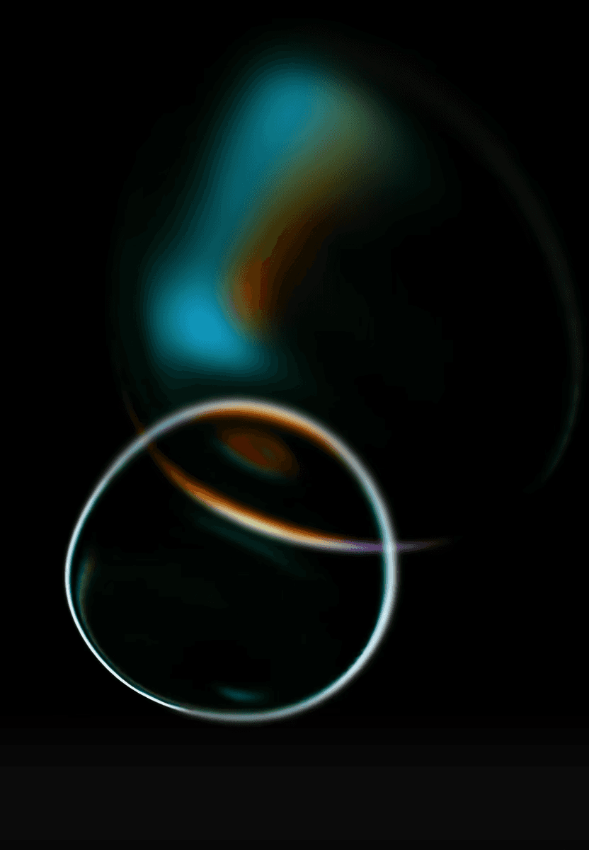 An abstract background image with two overlapping oval shapes, one larger and dark with green and red light refractions, and a smaller one with a white glowing outline, set against a black background, ideal for a "Why Choose Our Service" section.