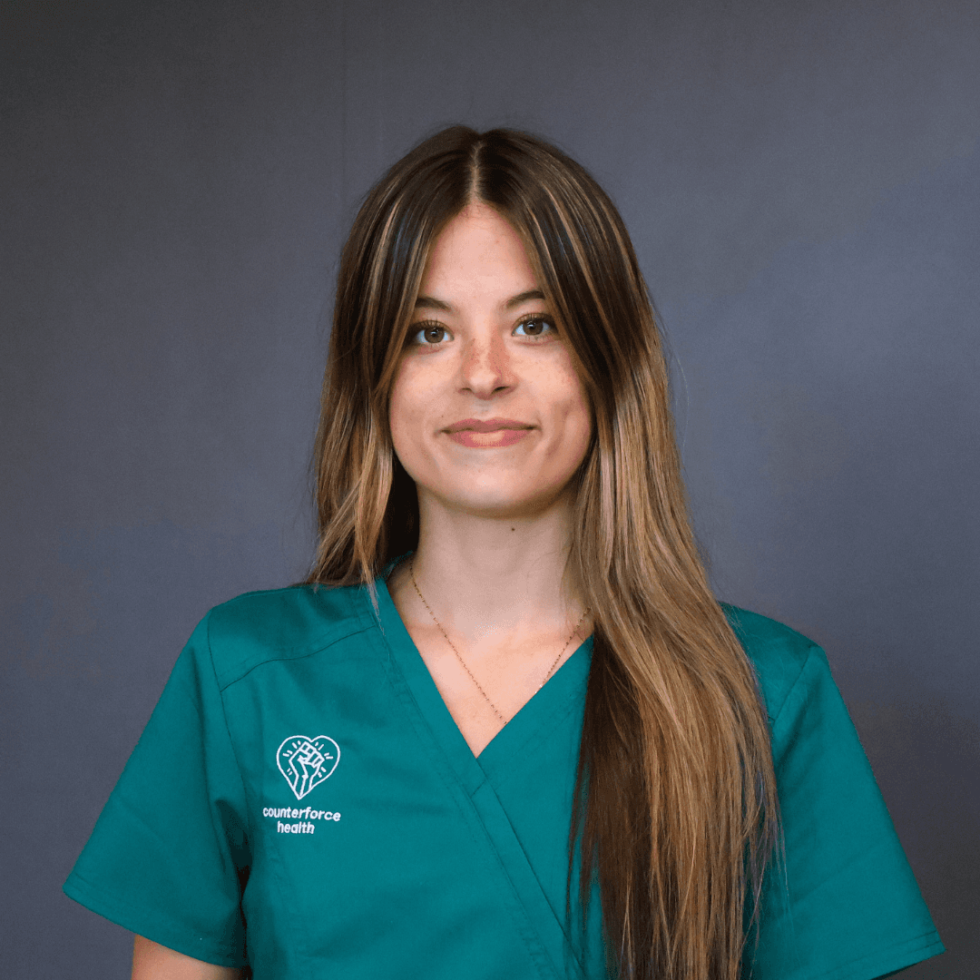 McKenna in Counterforce scrubs