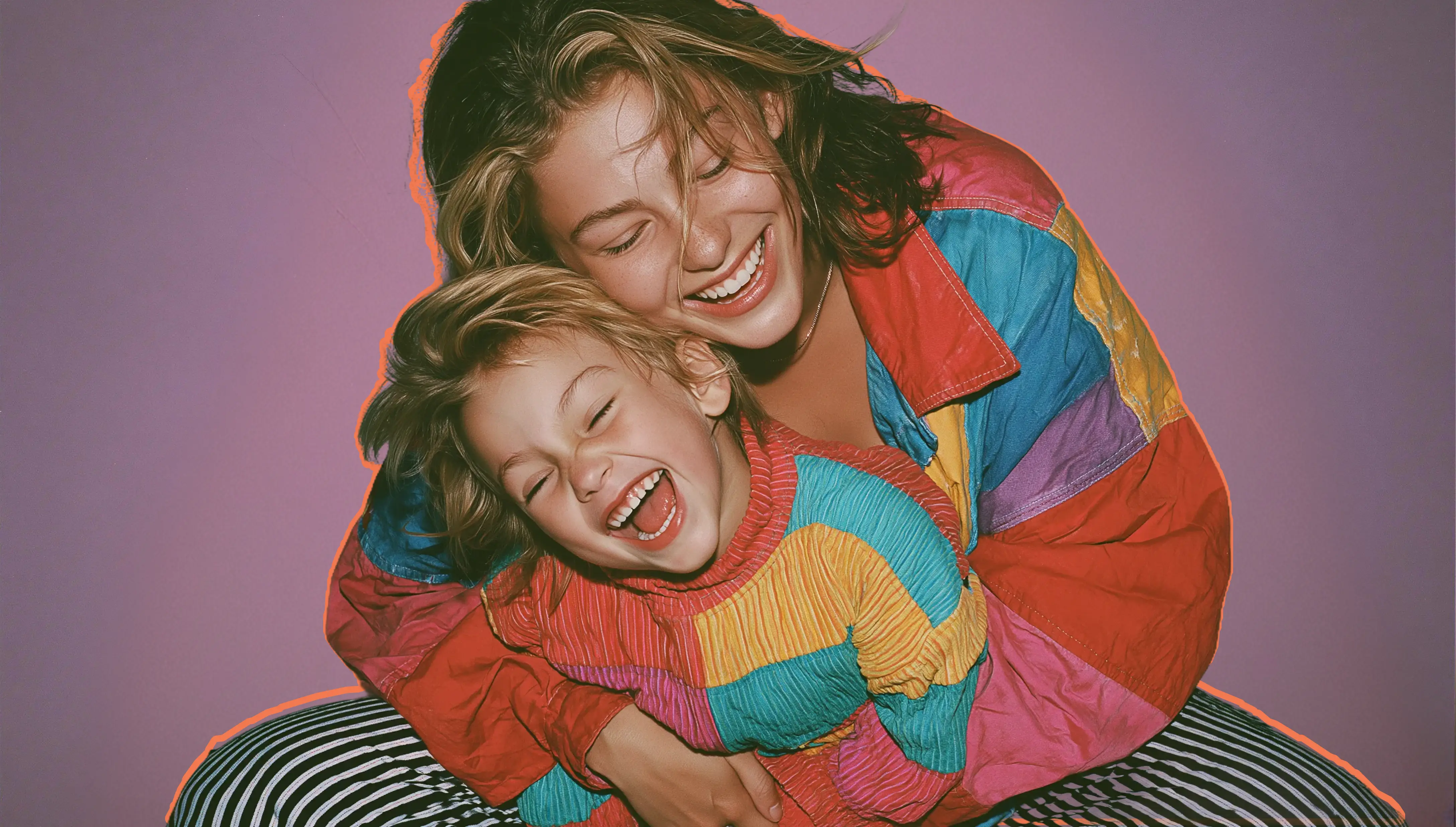 A mother laughing with her child.
