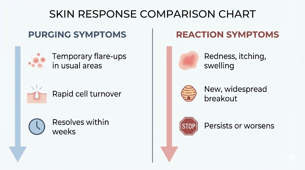 Copper peptide purging versus reaction comparison chart
