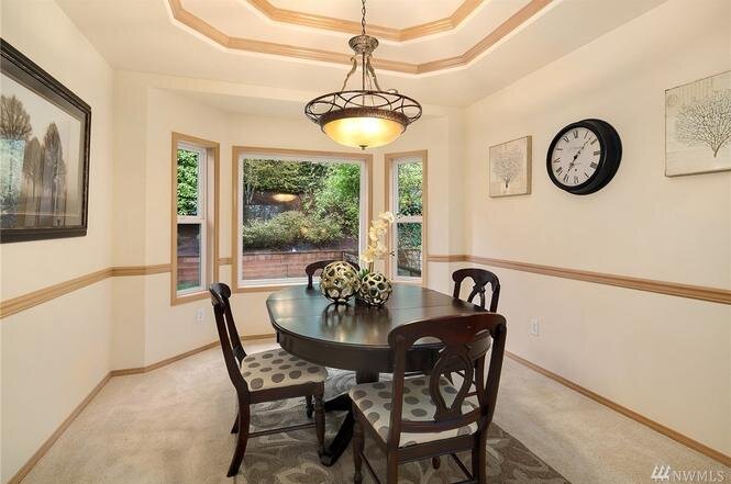 Before photo of the dining room in this Bothell, Washington home by Sherri Monte, interior designer at, Elegant Simplicity.