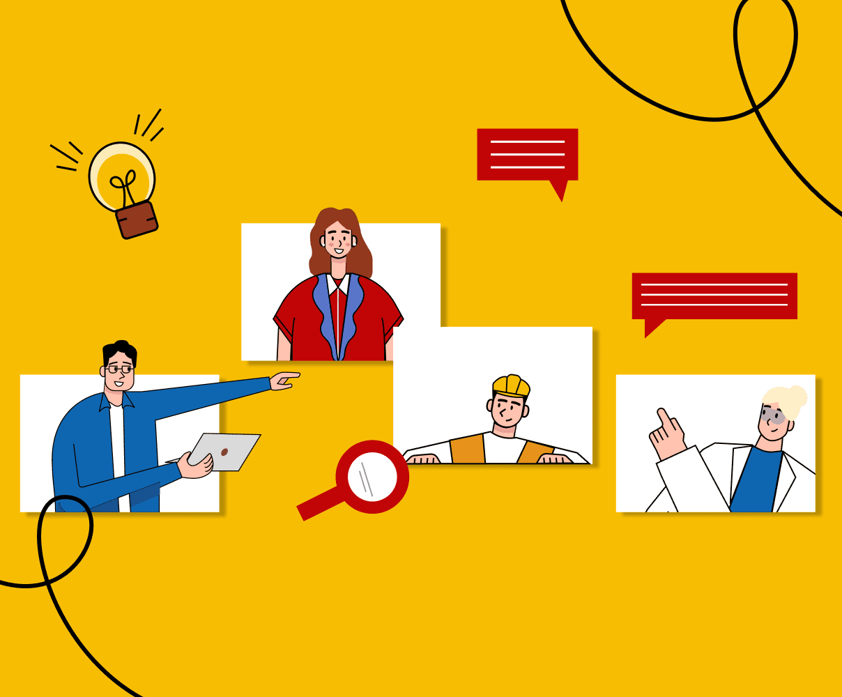 Illustration representing blogs and resources for B2B marketing, focused on insights, research, and shared knowledge.