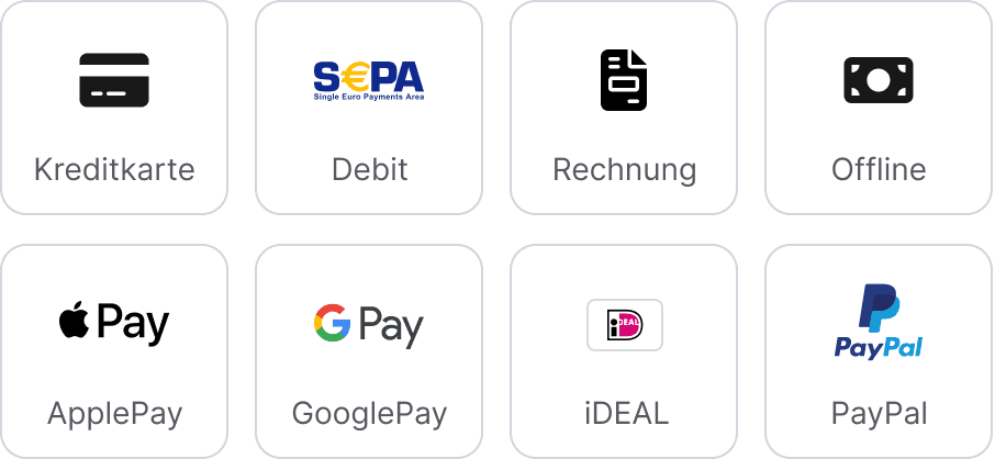 anny bietet alle gängigen Zahlungmethoden über Stripe an