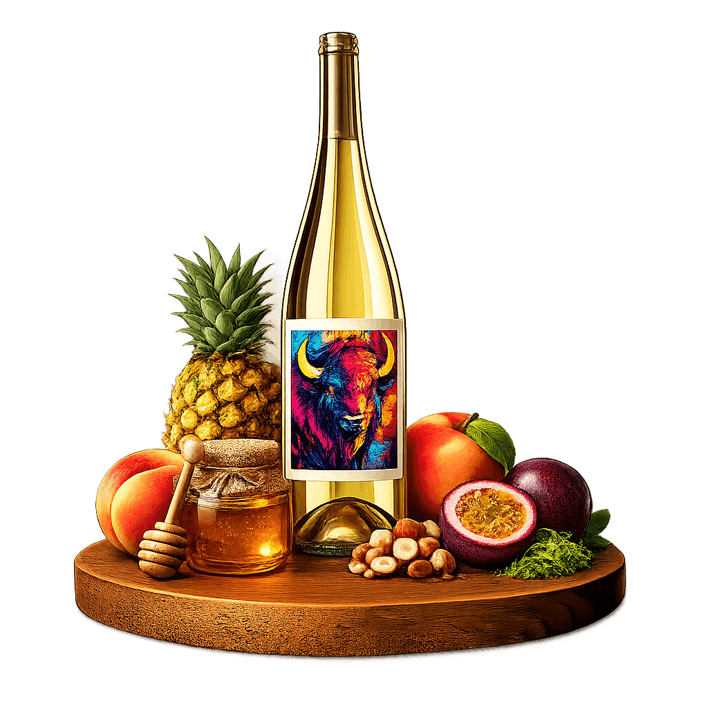 Artistic label and flavor profile for Polish Solaris on a rustic wooden table.