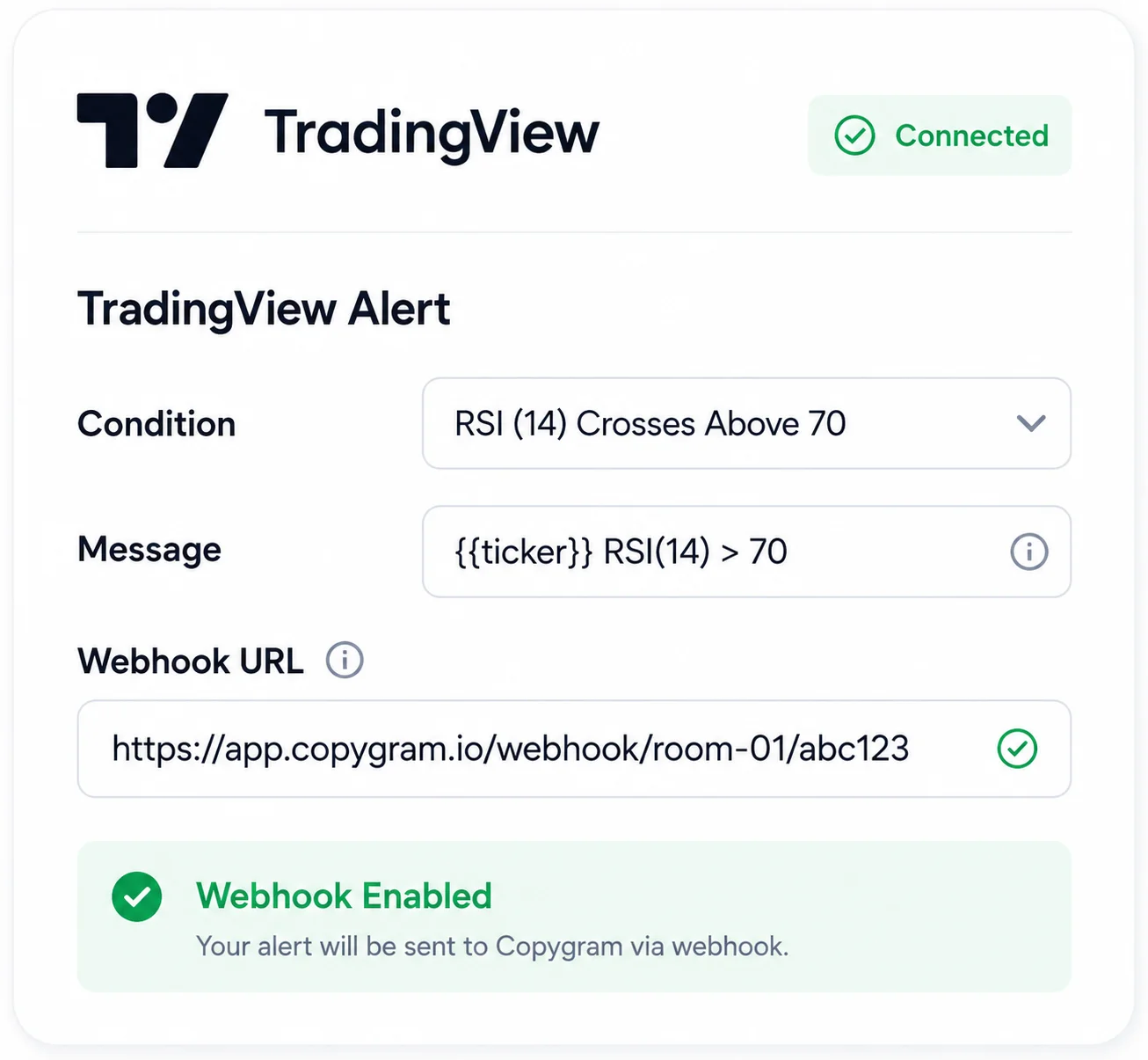 Paste webhook to Tradingview