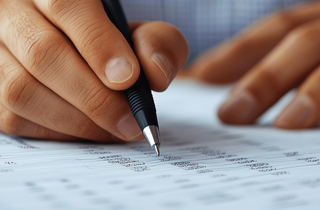 notes with a pen in a notebook