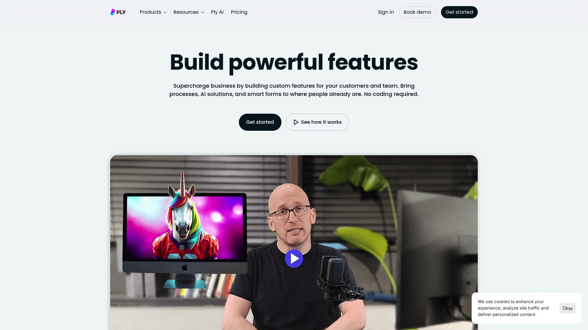 A screenshot of the Ply homepage, a platform for building custom workflows and one of the best inventory management software for small businesses with unique needs.