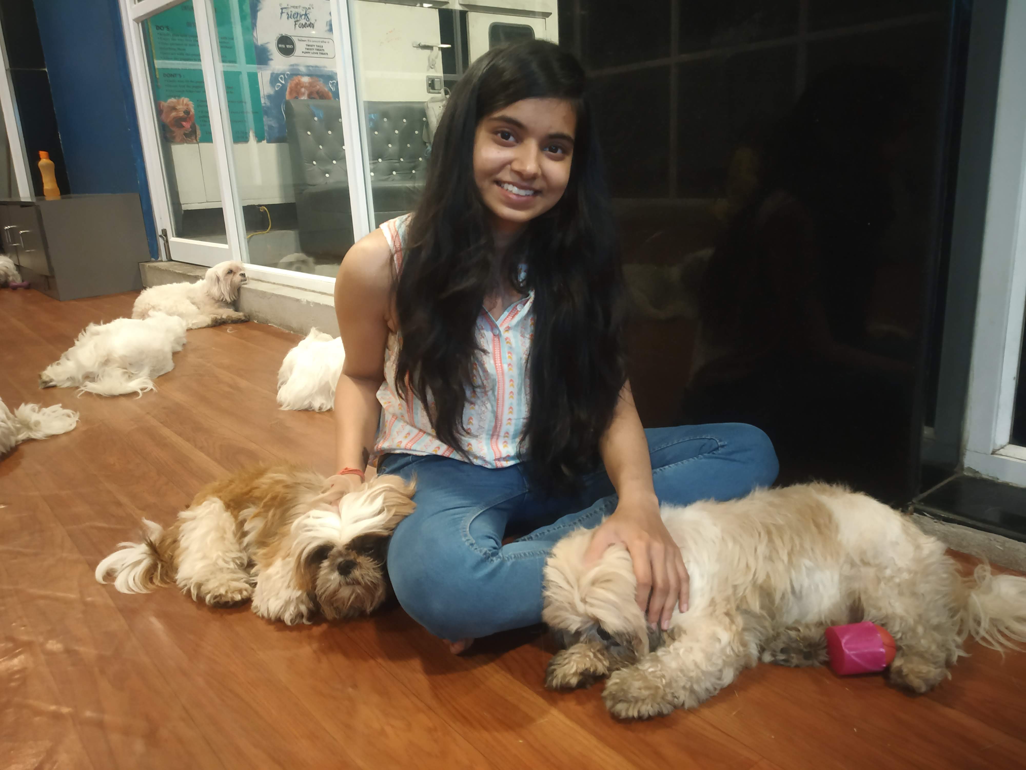 Image of Richa Chordia with dogs and puppies