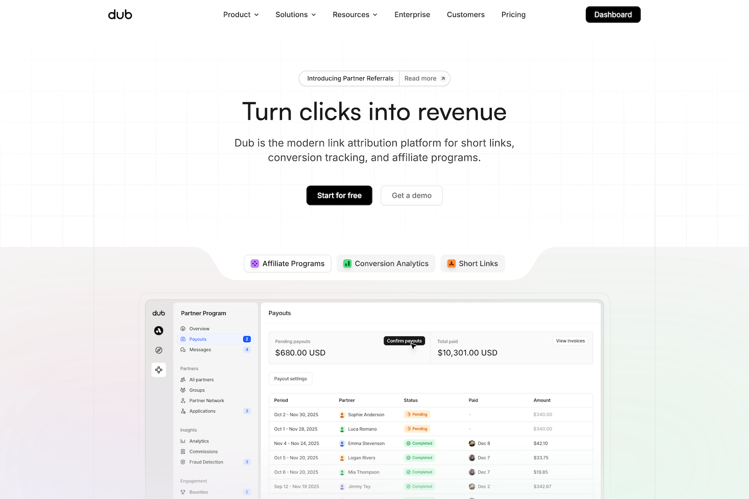 Dub's homepage design