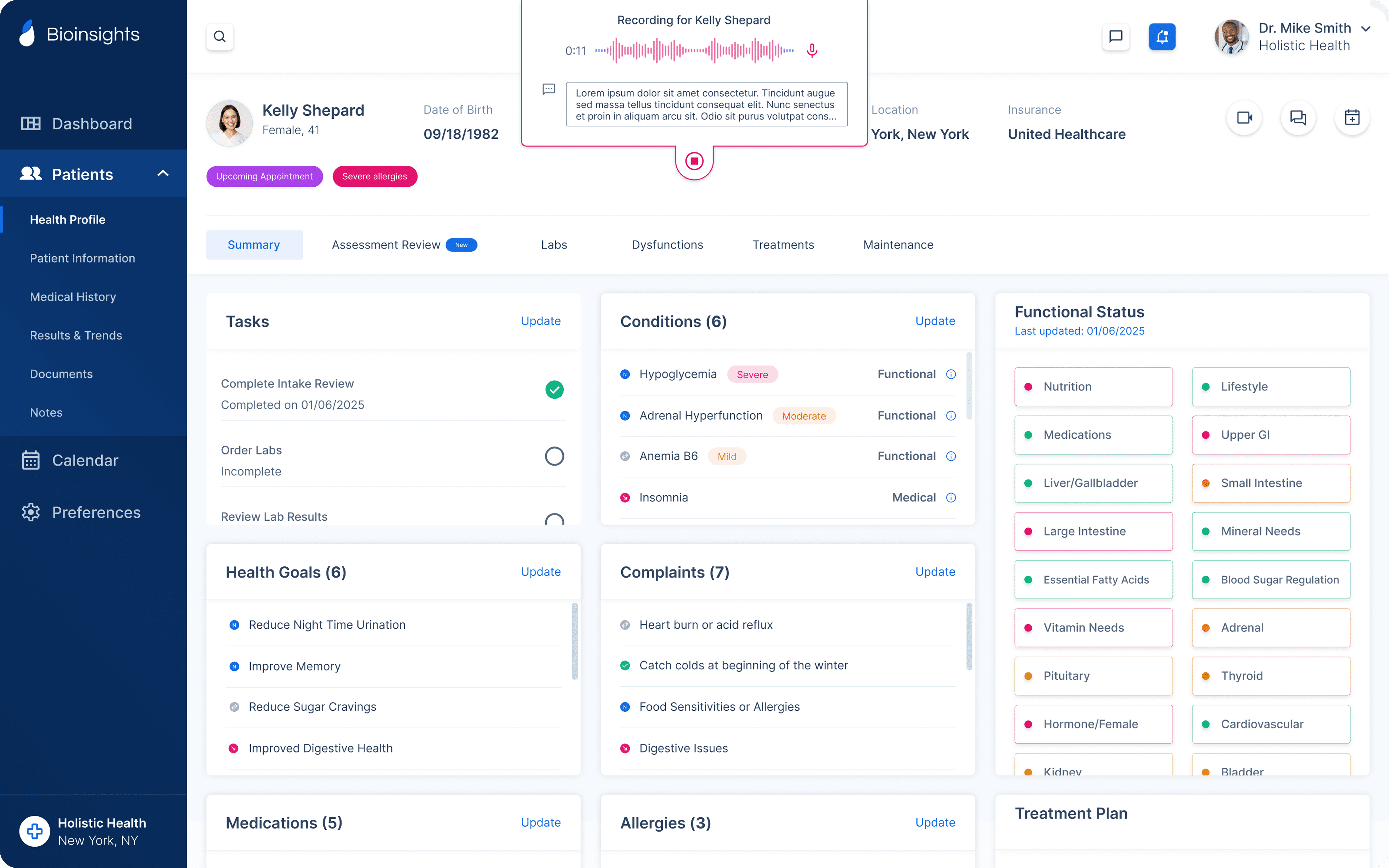 A patient profile in a modern medical web platform