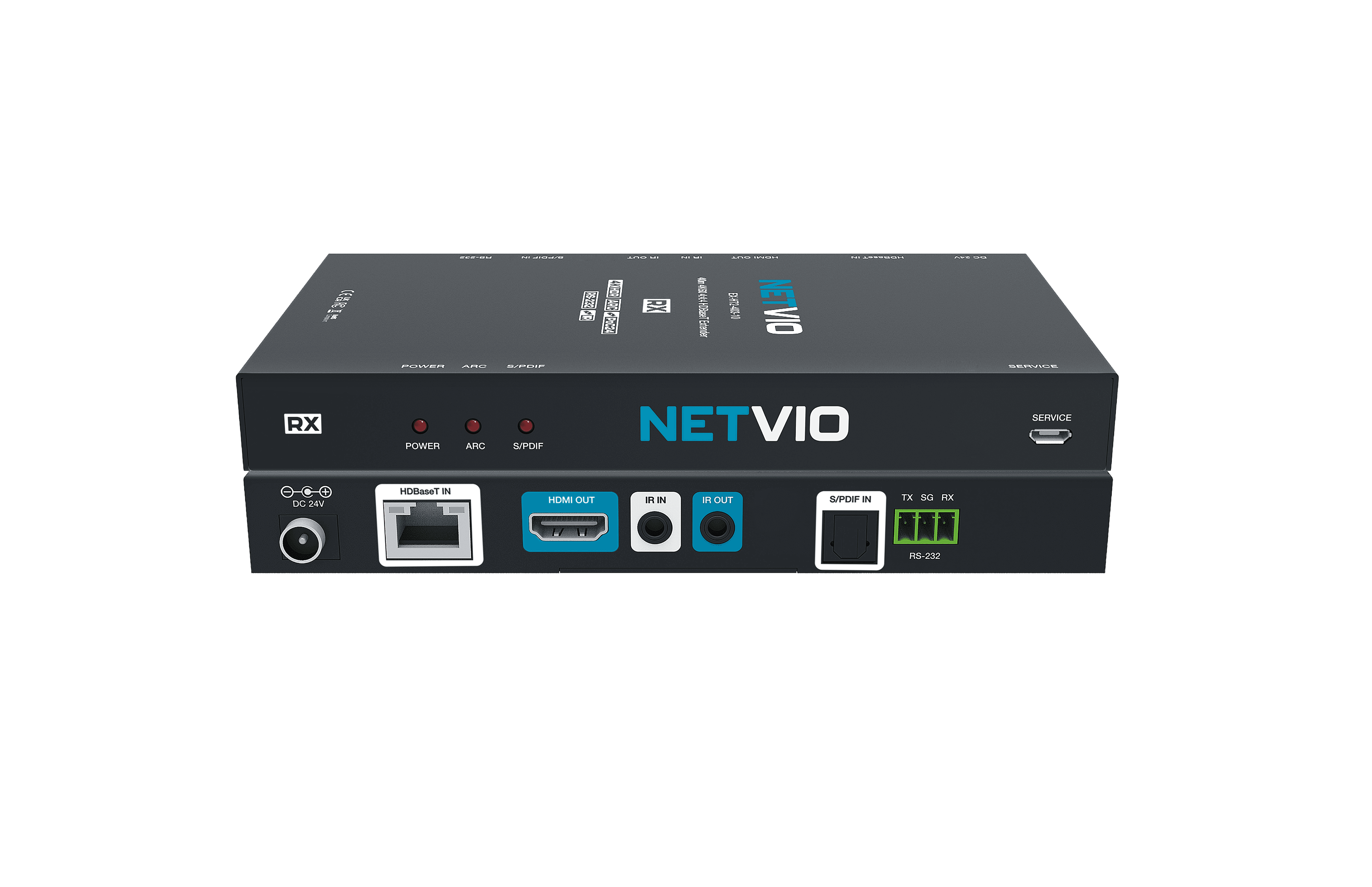 NETVIO 4K HDBaseT receiver unit connections