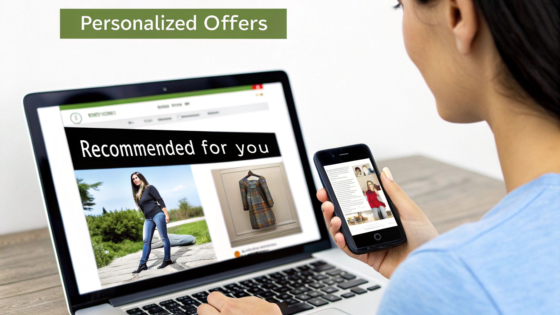 A customer receiving a personalized product recommendation on their smartphone