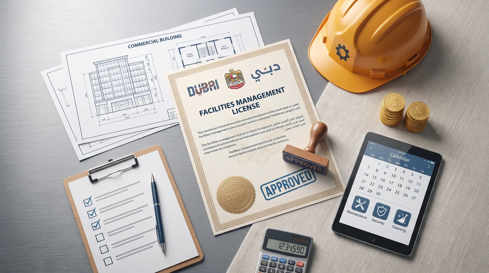 Facilities management license Dubai with approval and cost documents