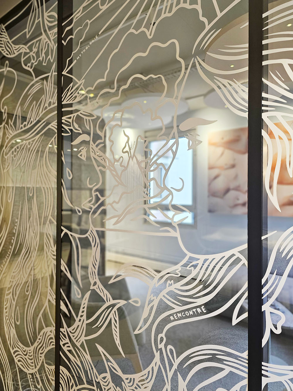 Baie vitrée décorative espace de travail