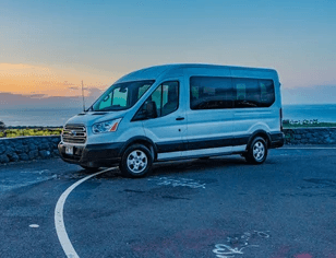 White Ford transit van for rent